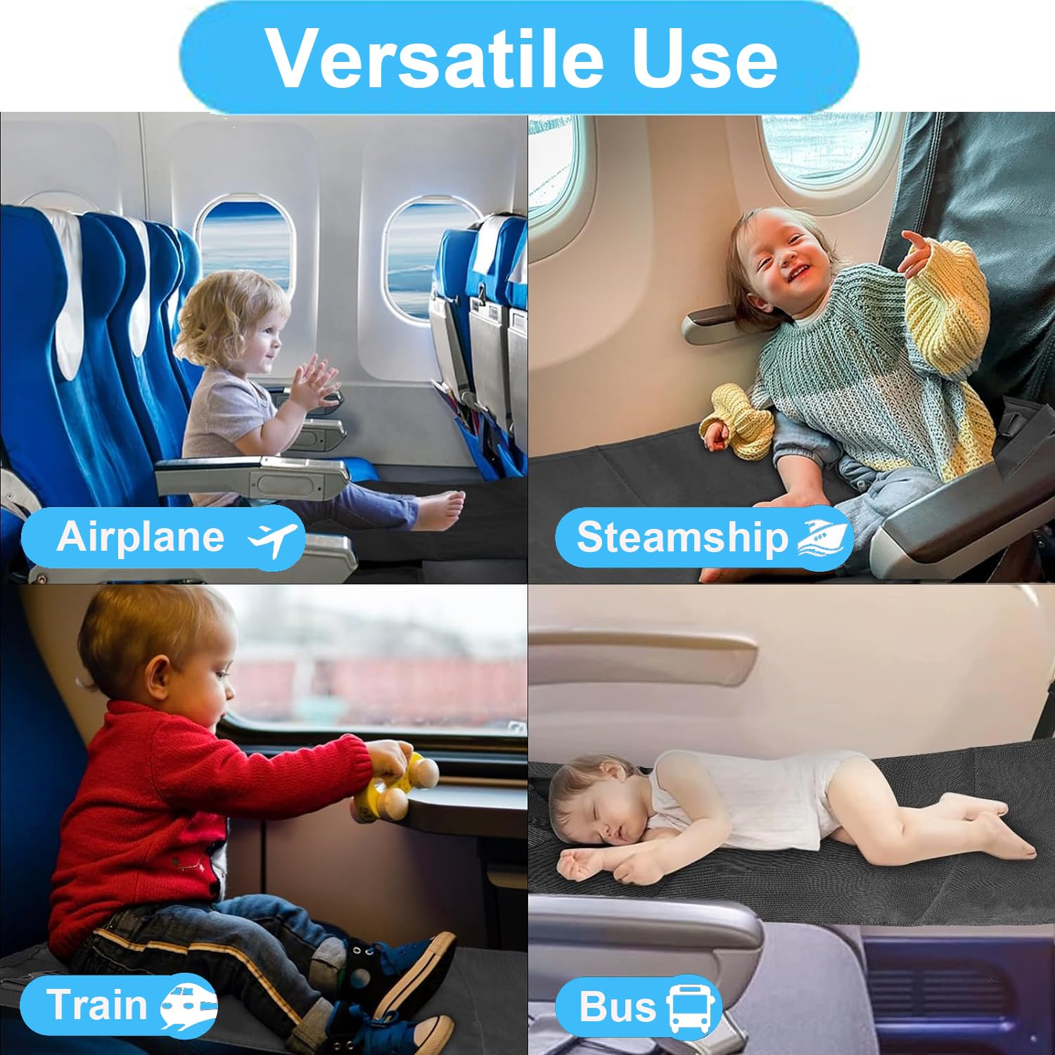 Travel Essentials Reposapies Cómodo y Seguro Coche Niños Reposapies Niños Coche Cama de Viaje Bebe