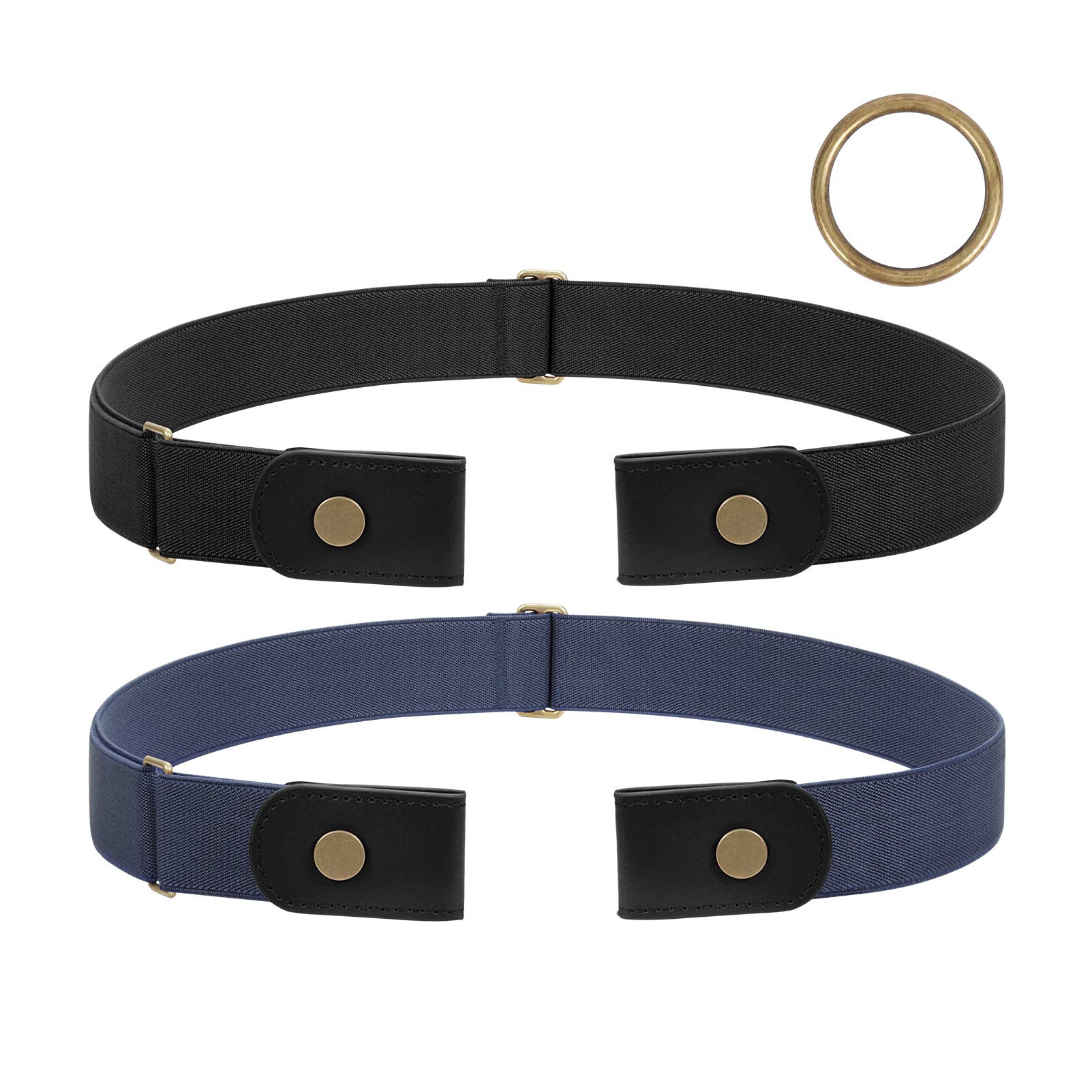 JasGood 2 Stück Herren Schnallenfreier Elastischer Gürtel Ohne Schnalle, Schnallenloser Unsichtbarer Gürtel für Herren 3,5cm Breite