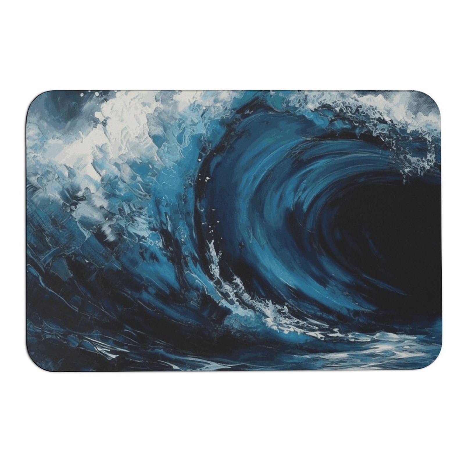 NTVOWPZO Blue Wave Painting Stone Bath Mats Blue Wave Painting Diatomaceous Earth Bath Mat Super Absorbent Bathroom Floor Mat Quick Drying Shower Mat for Shower Bathtub Bathroom Accessory