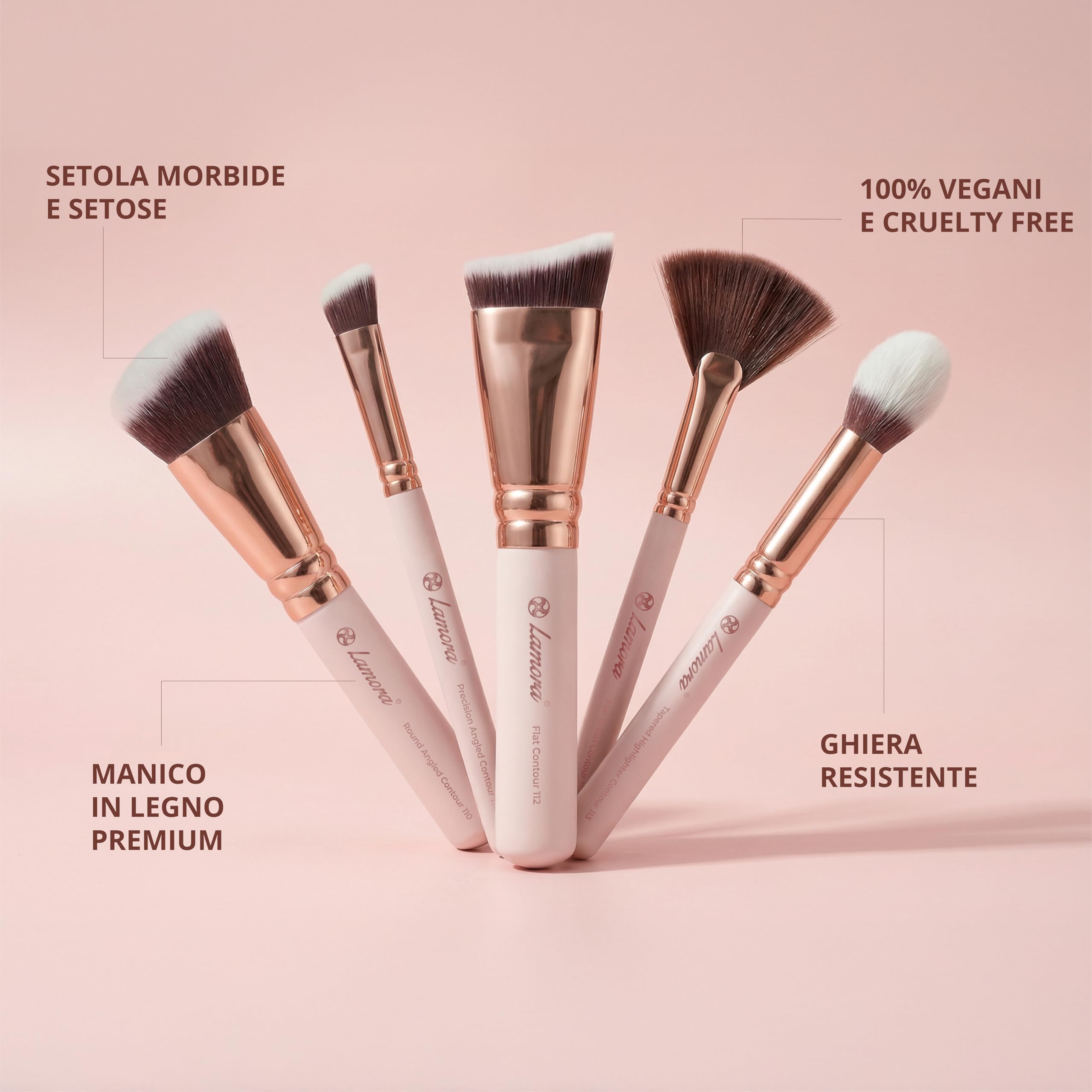 Pennelli Make Up Contouring Professionali Pennello Contouring Kabuki - Per Applicare Fondotinta, Arrossire, Contouring Creme et Polveri - Set Vegano et Non Testato Sugli Animali