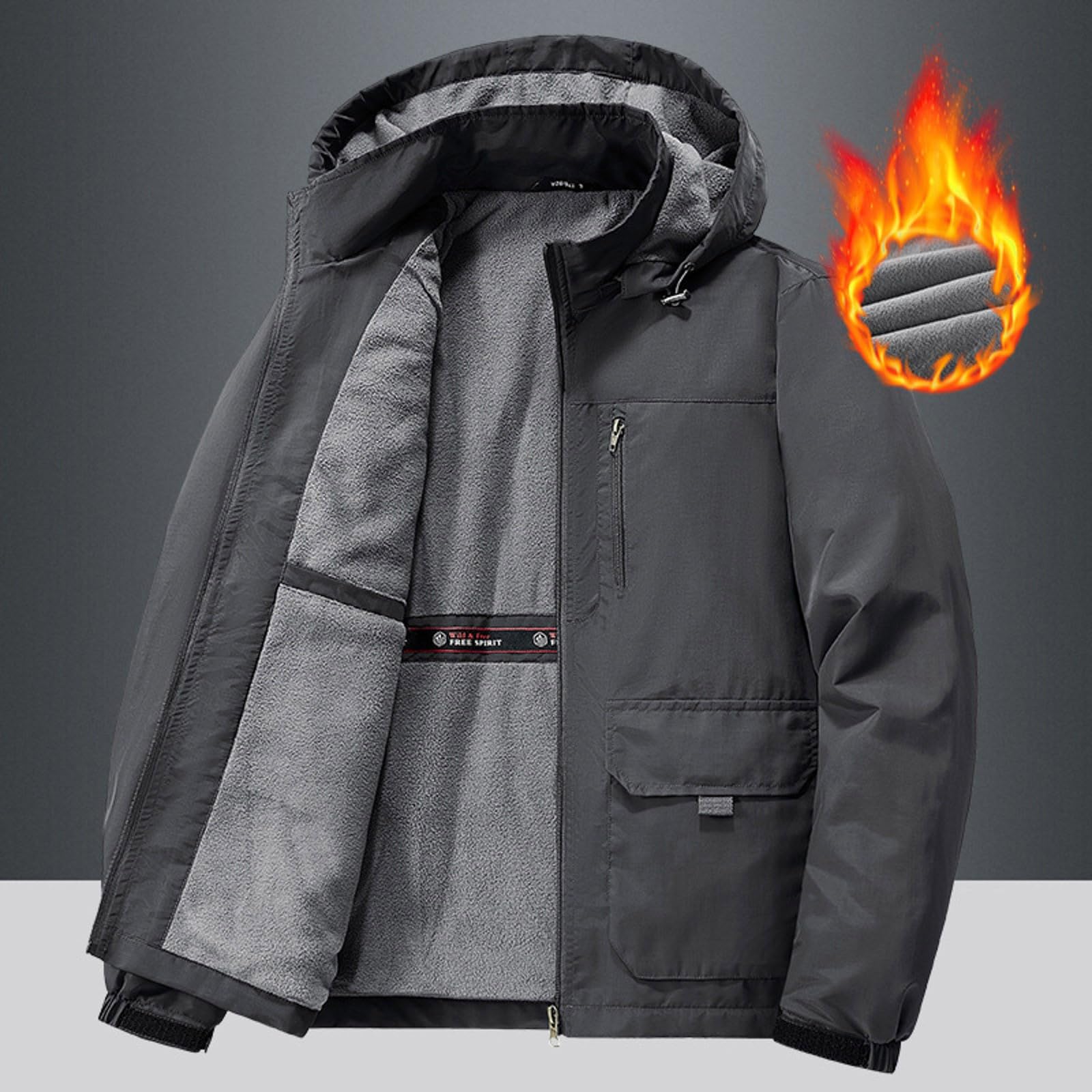 Genérico Cazadora Hombre Invierno Cazadoras Calor Grueso Color Liso con Cremallera Plumiferos CáLido Capucha Chaqueta Ligera Ropa Acolchada para uso diario