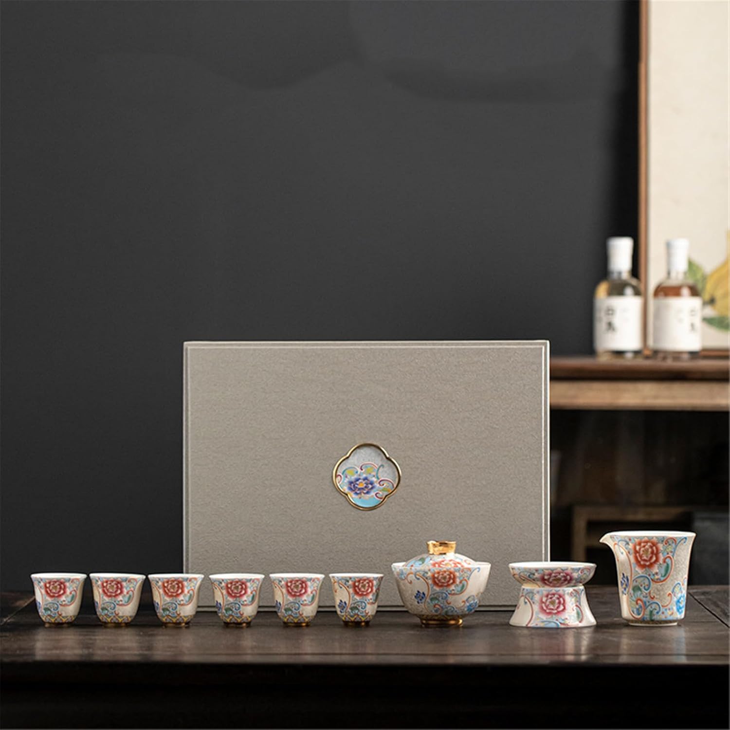 Enamel Chinese Tea Set - Complete Gaiwan and Teacup Kit for Traditional Brewing-set4