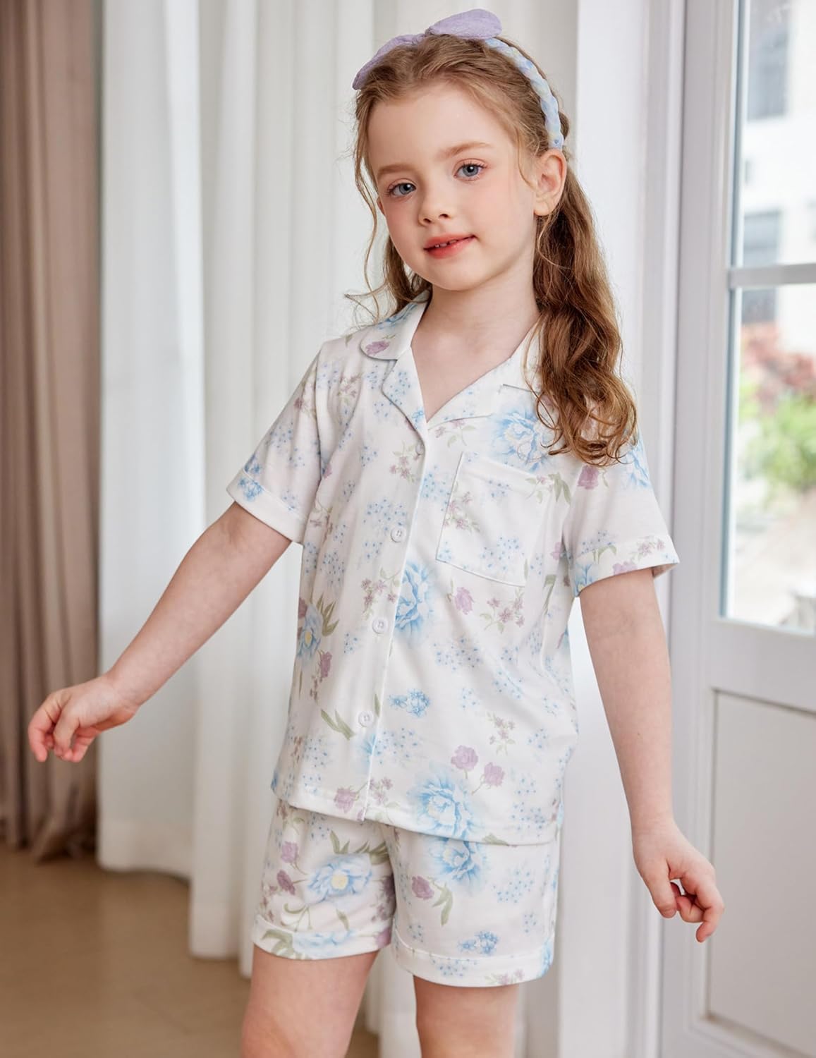 Arshiner Girls Pajamas Sets Short Sleeve Kids Pjs Button Down Sleepwear for 4-13Y - Image 2