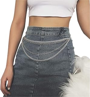 كوسمير حزام خصر فينتاج طويل بطبقات وشراشيب للنساء مناسب للفساتين (لون فضي)