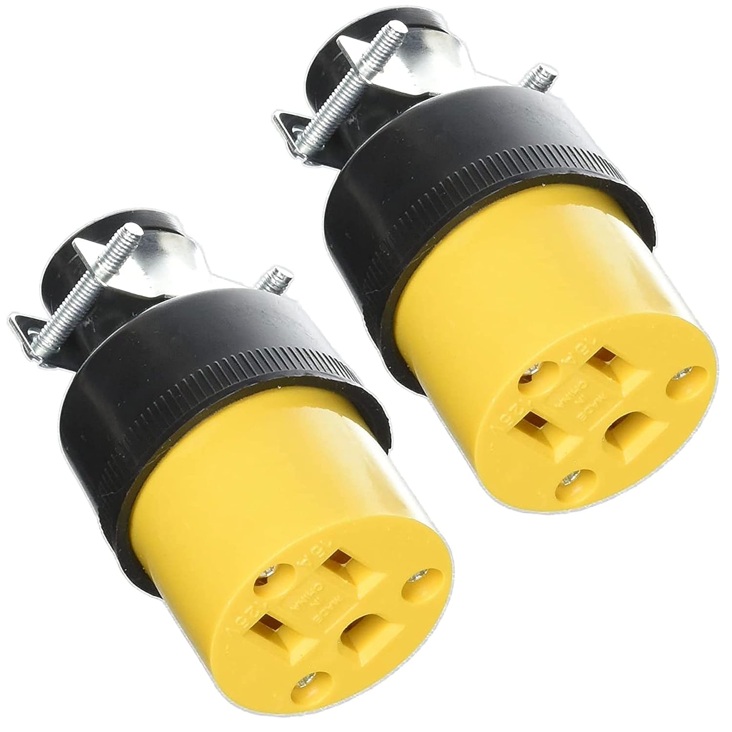 ATB 2 Pc Female Heavy Duty Extension Cord Repair Replacement Plugs (Black, 125V AC - 15A - 1875W, NEMA, Type B, 2 Poles, 3 Wires)