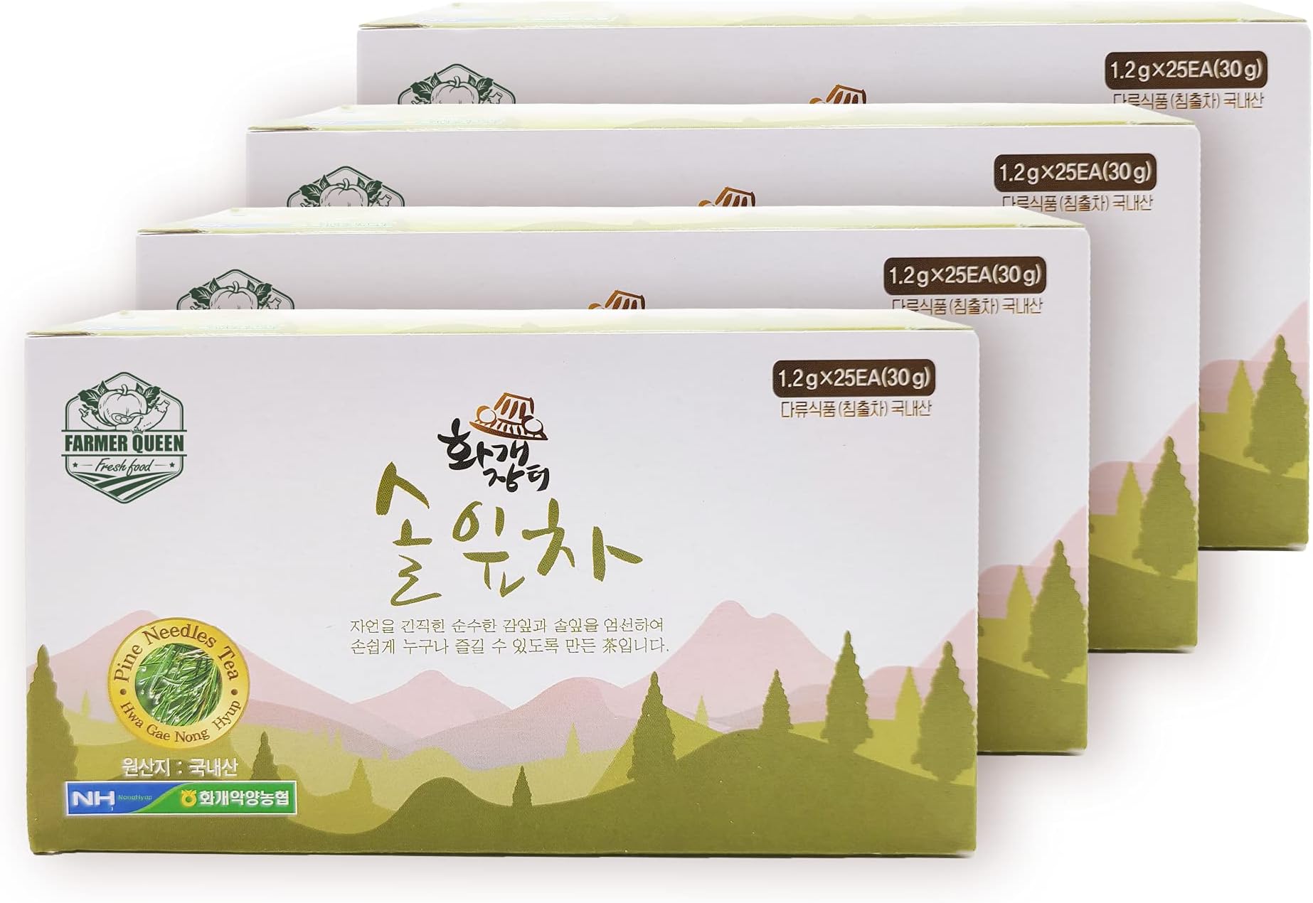(1~4pack) Korean Seasonal Pine Needle Tea Bag - Natural Suramin, Rutin, Caffeine-Free Individually wrapped 4 Box(100T) Official