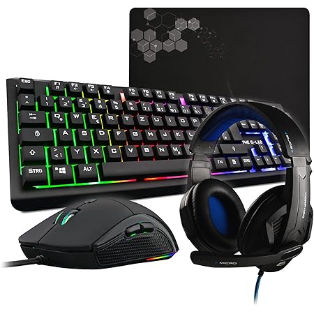 G Lab Combo Selenium 4 In 1 Gaming Paket Beleuchtete Qwertz Spielertastatur 3200 Dpi Spielermause In Ear Kopfhorer Rutschfeste Mausunterlage Pc Mac Ps4 Xbox One Spielerset Amazon De Games