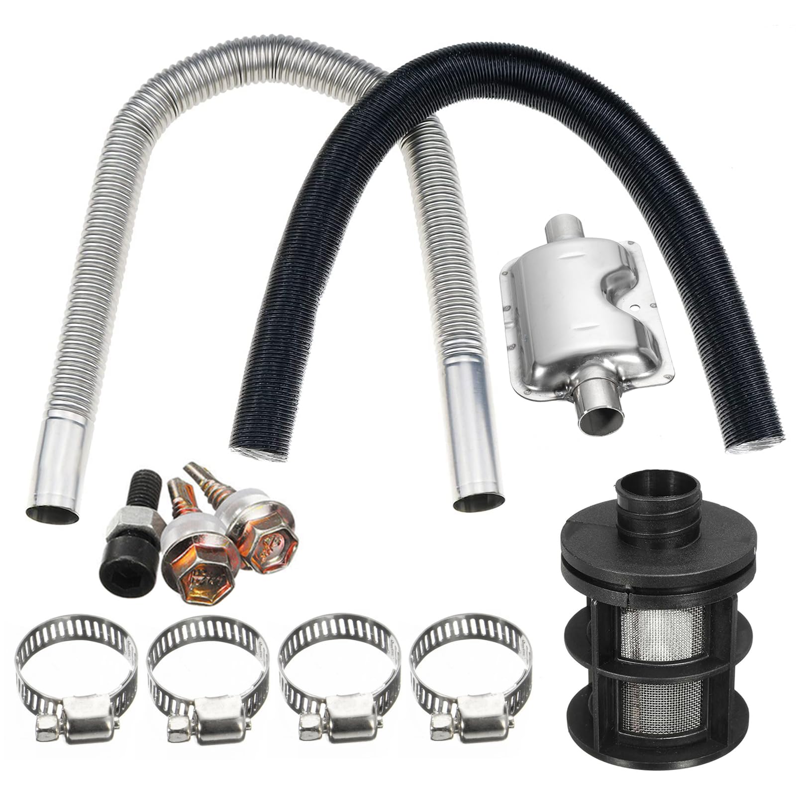 Kit de reparación de calefacción diesel tubo de escape de 60 cm + silenciador de escape de 24 mm + juego de filtros de aire de 25 mm para calefacción diésel de aire de repuesto