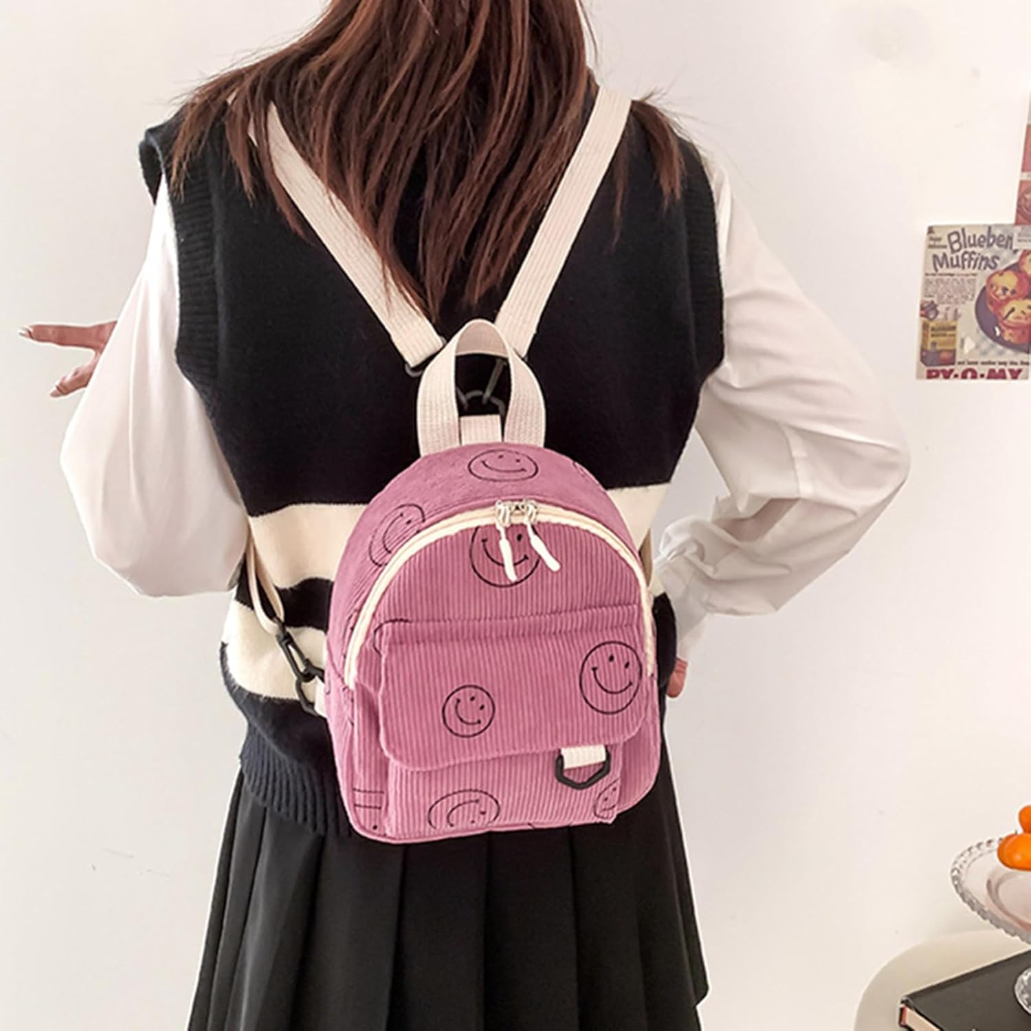 Small Backpack Purse Cute Mini Corduroy Bookbag Toddler Backpack School Bags for Women Girls Boys Teens Kids (pink) - Image 4