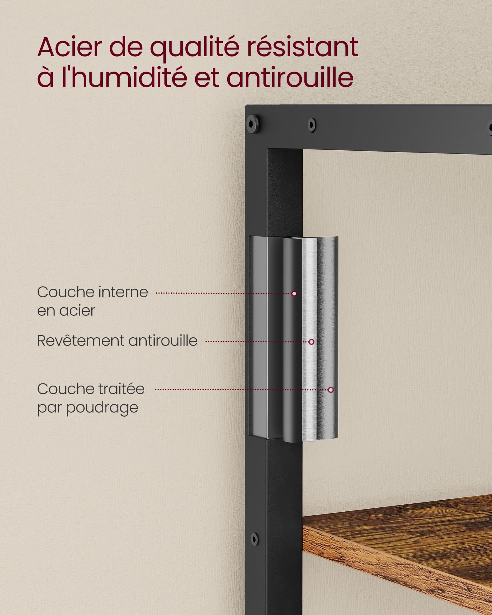 VASAGLE Meuble de Rangement 5 Niveaux, ÉtagÈre, BibliothÈque Enfant, pour Salon, Chambre, Salle de Bain, Cuisine, EntrÉe, Montage Facile, Marron Rustique et Noir LLS155B01