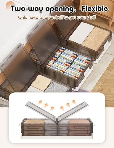 Miniatura 6 de yazi Contenedores de almacenamiento apilables debajo de la cama, contenedor de almacenamiento de plástico con tapas debajo de la cama, contenedores