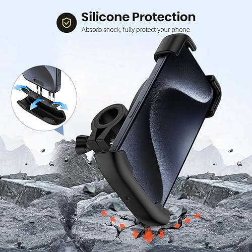 Miniatura 5 de Soporte de teléfono para bicicleta, soporte de teléfono para motocicleta, manillar giratorio de 360, abrazadera de teléfono celular, clip de