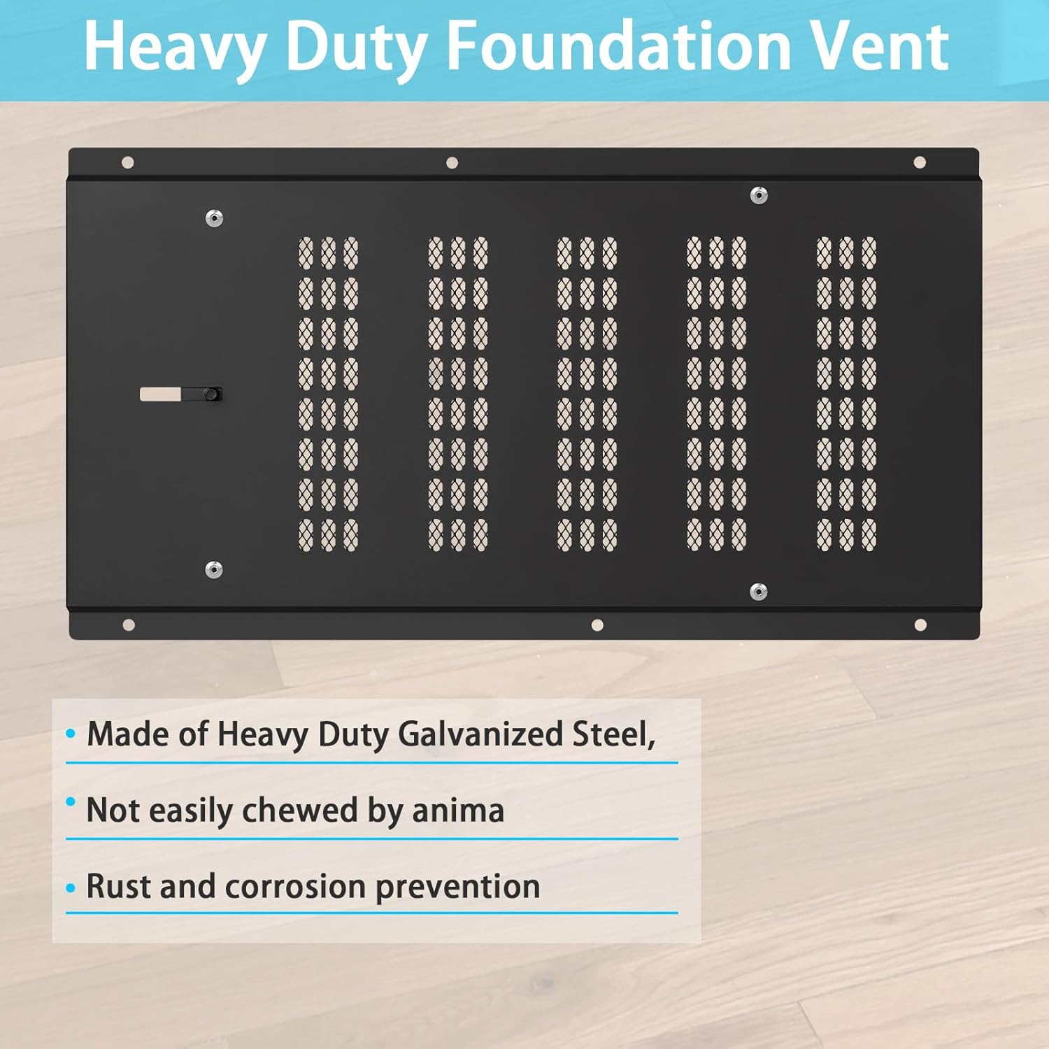 Foundation Vent Cover,Crawl Space Vent Cover for Foundation Garage Attic Home Improvement,16”x8.7”Outdoor Crawl Space Air Wall Vent with Damper&Screen Reduce Moisture,Fit 16"x8"Rough Opening,Black,3PK