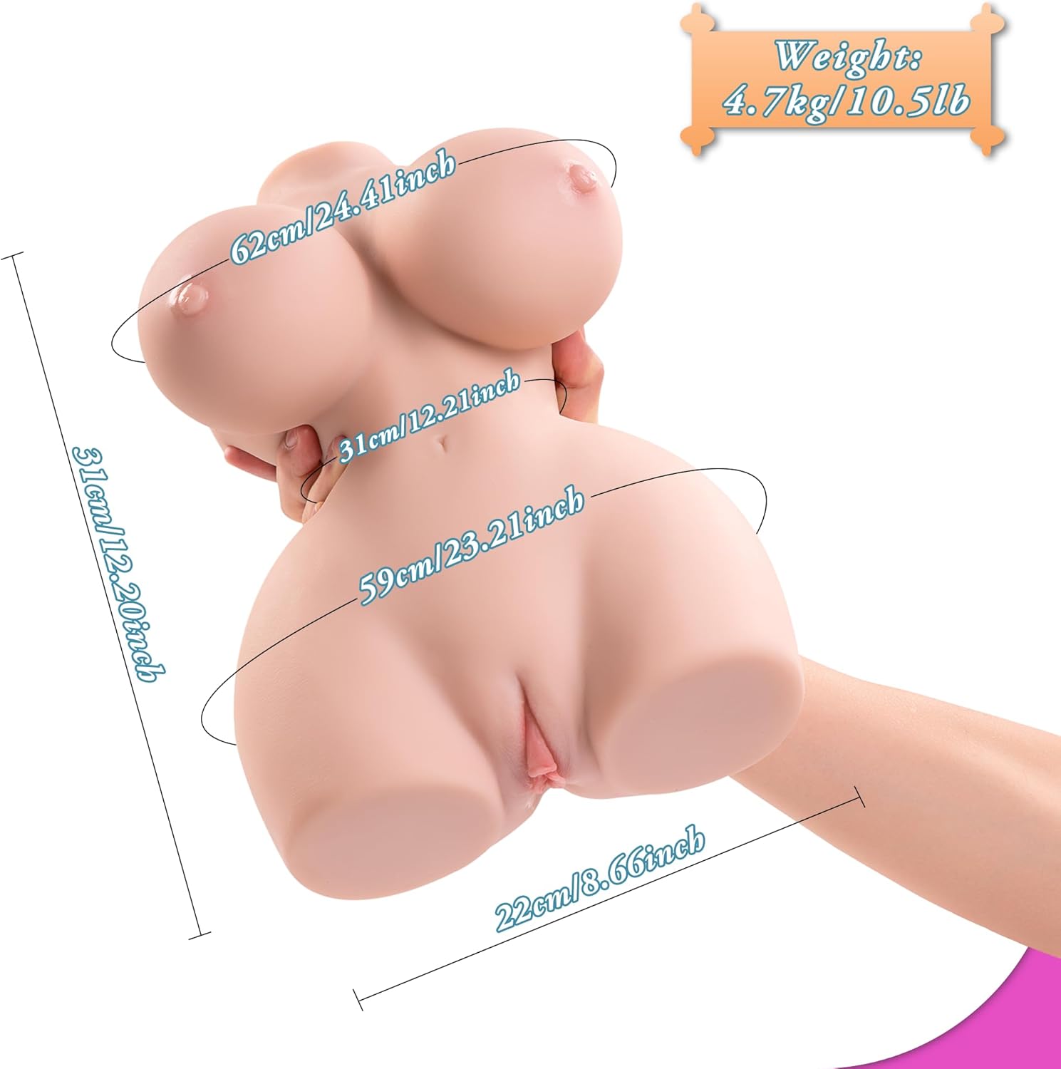 15LB Lifelike Life-Size Female Sex Doll Torso for Men, Male Sex Toys with Soft Big Breasts & Plump Butt, Built-in Sturdy Skeleton Realistic Body Design Adult Toys for Men