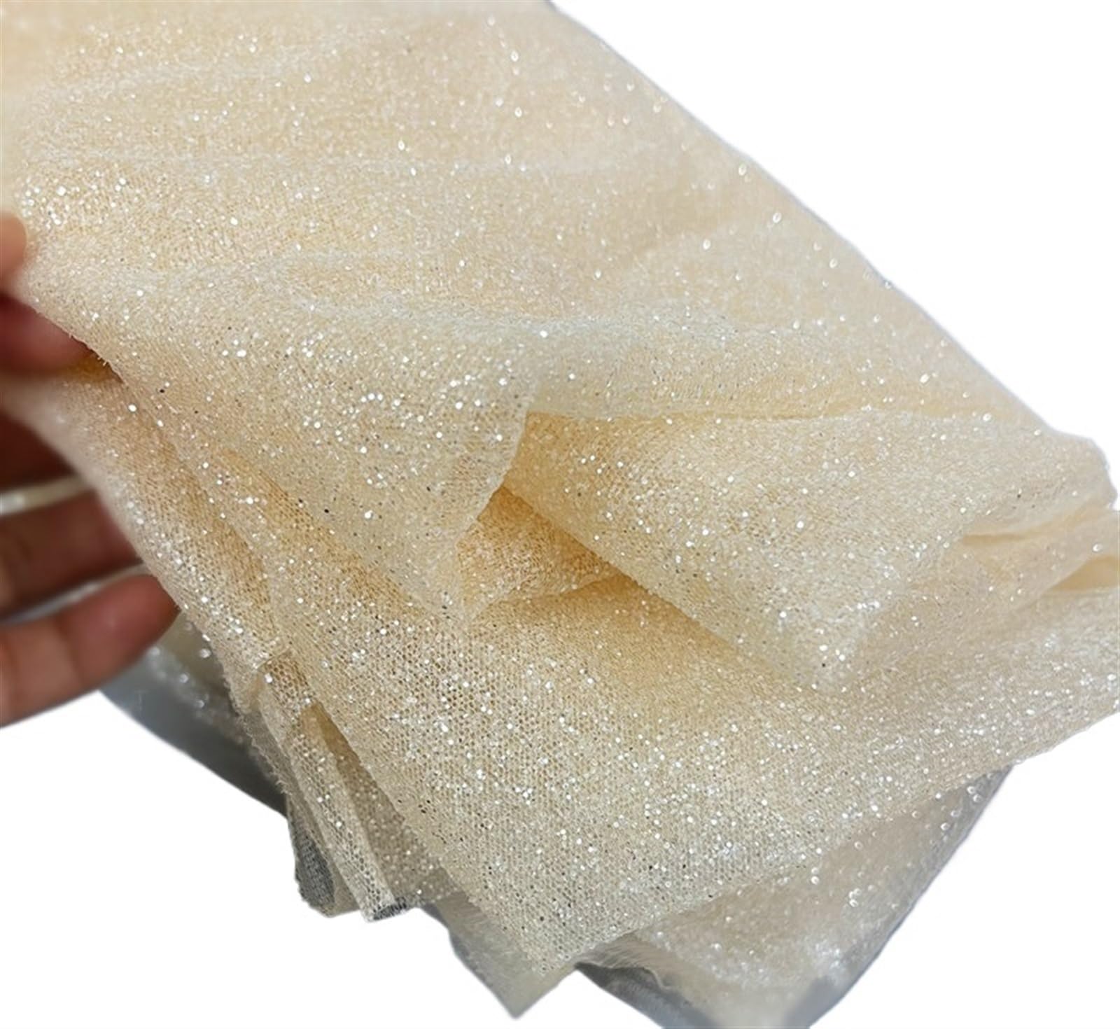 Wedding Dress Fabric 150cm Height, 300cm Long Glitters Tulle Lace Fabric Shiny for Veils, Wedding Dress, DIY Material