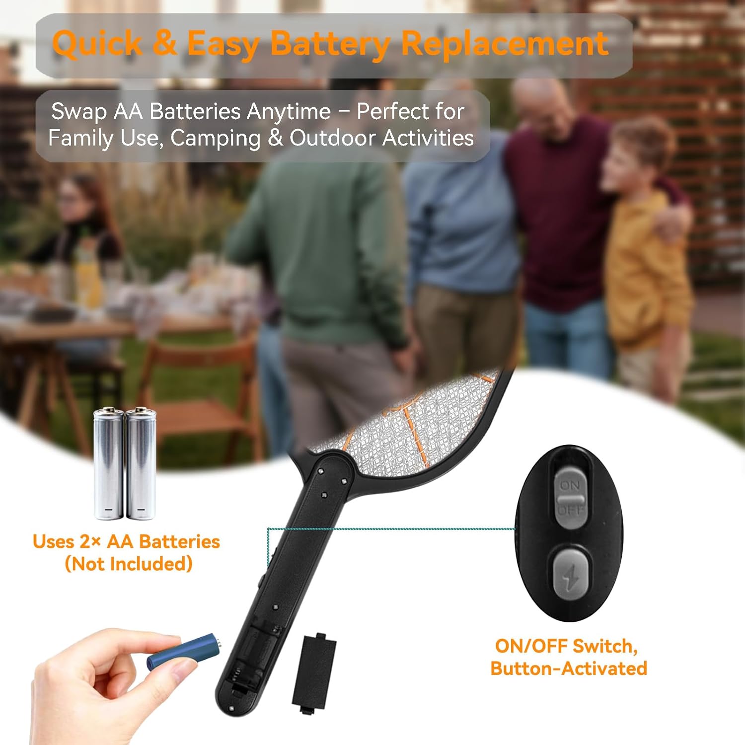 2-Pack Electric Fly Swatter – Battery Powered Mosquito & Bug Zapper Racket with Safe Mesh & Wall-Mount Design for Indoor and Outdoor Use (Black & Gray)