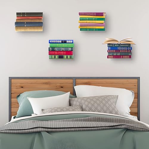 Miniatura 2 de ECOSEAO Estantes Flotantes de Libros para Pared, Organizadores de Libros de Alta Resistencia, Estantes de Pared de Hierro para Hogar, Oficina, Aula,