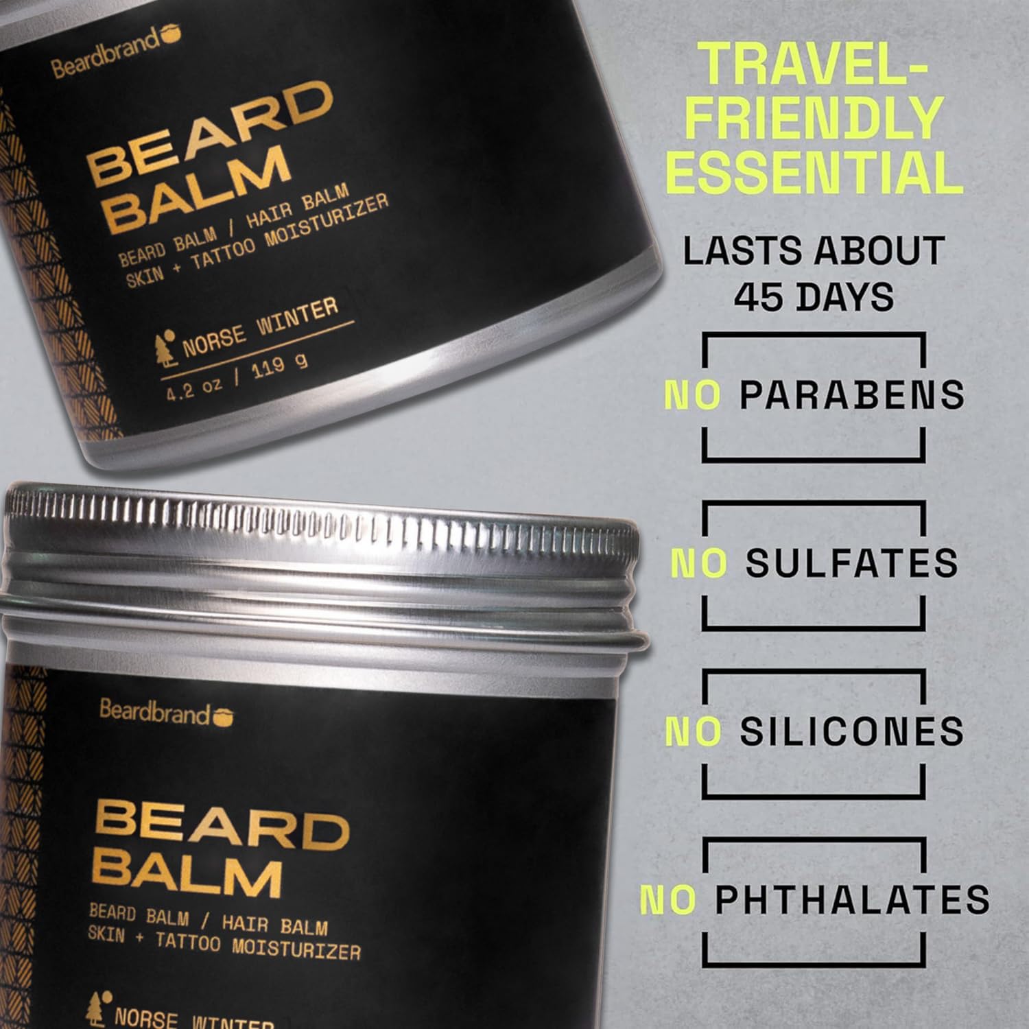 Beardbrand Utility Balm - Triple Butter Beard, Hair & Skin Moisturizer, 4.2 oz