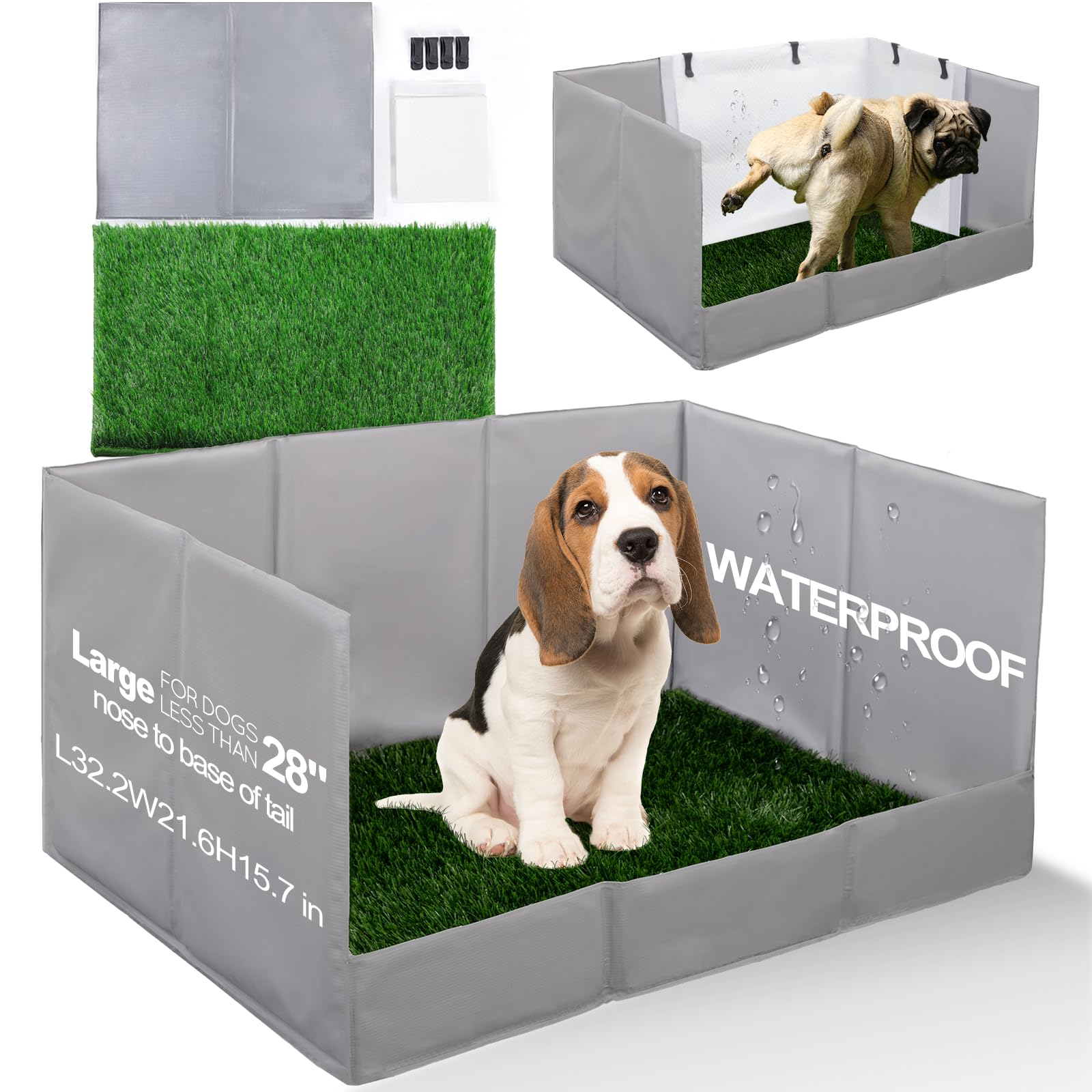 Photo 1 of HQ4US 4LEGS Dog Grass Pad with Tray Foldable Dog Litter Box High Walls, Odor Free Artificial Grass for Dogs Potty, Pee Pad Holder, Seamless, No Assembly, Waterproof, Easy Clean, Portable for Travel