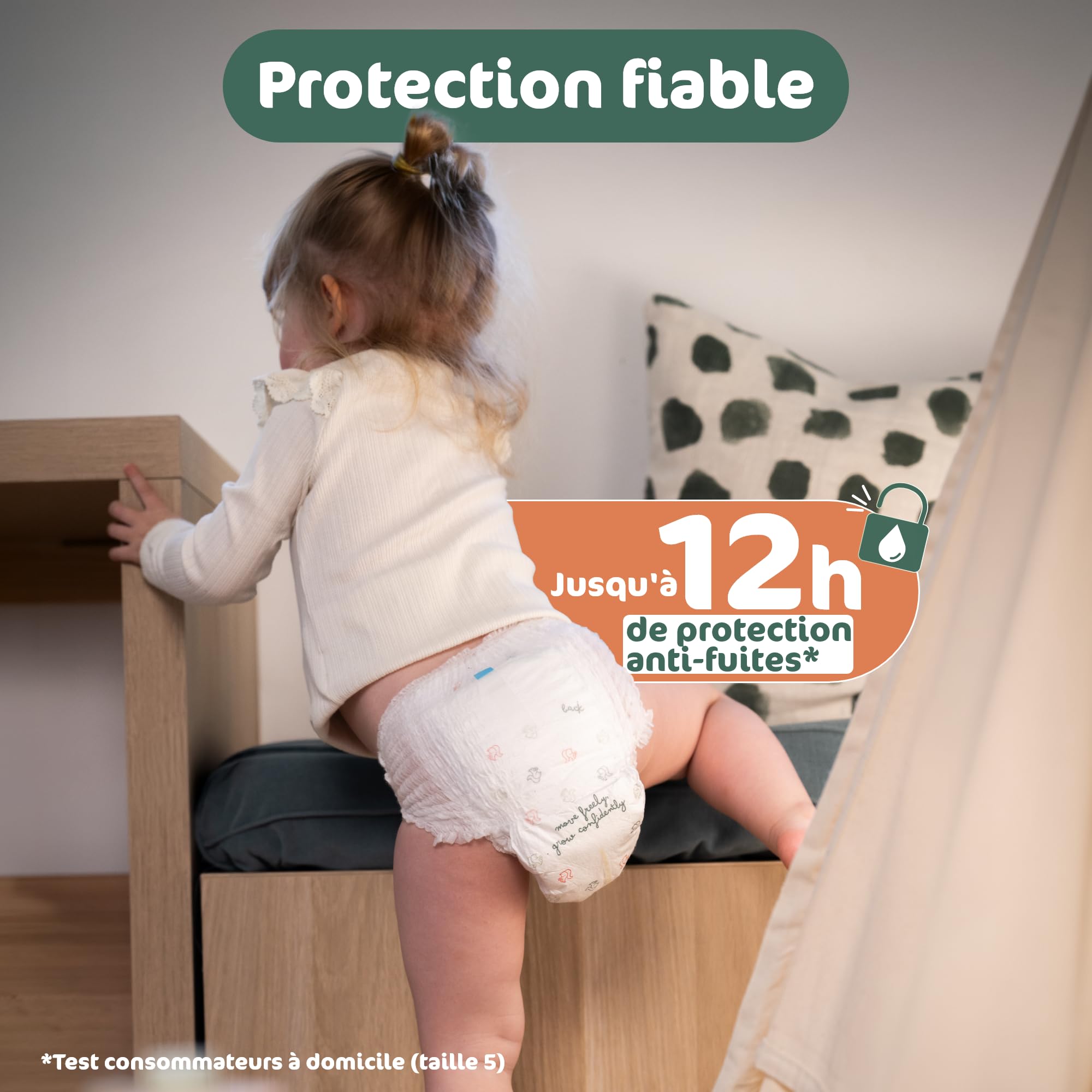 Naty FreeMovers Couches-Culottes, Taille 8 (17+ kg), 60 unités | Pour Peaux Sensibles, Pants Hypoallergéniques, Absorbantes, Protection Anti-Fuites jusqu'à 12h, Sans Parfum, Confort Stretch