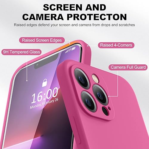 Miniatura 796 de BossKiss Funda compatible con iPhone 14 Pro, silicona mejorada [protección de cámara] [2 protectores de pantalla 9H], forro interior de microfibra