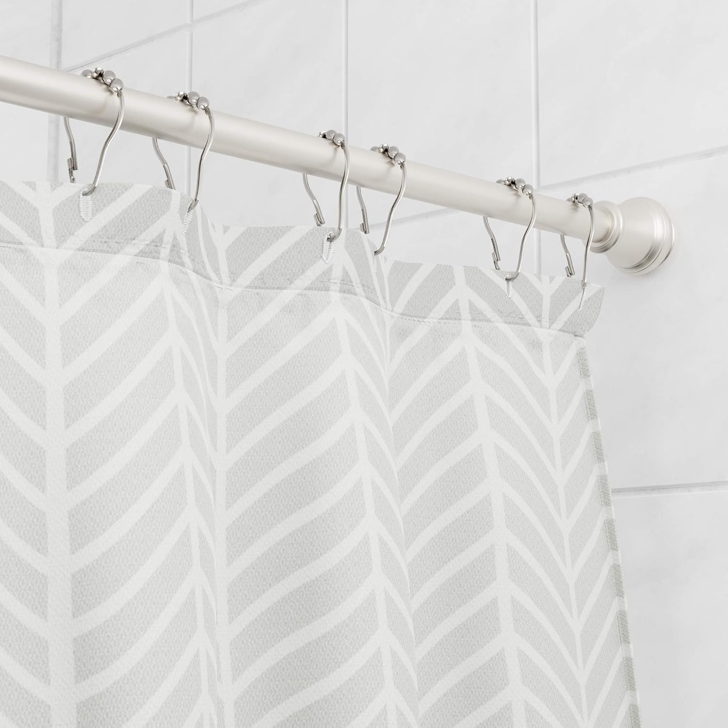 Amazon Basics Tension Curtain Rod, Adjustable 36-62" Width - Nickel, Rings Finial
