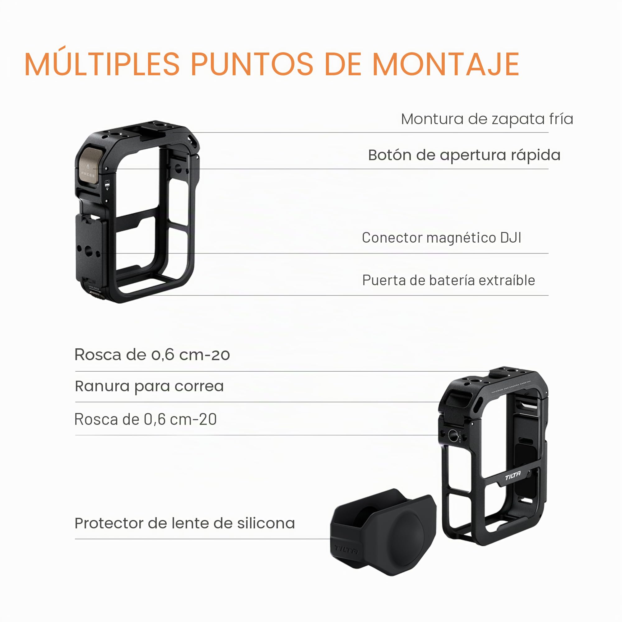 Tilta Jaula para dji Osmo 360, Jaula Completa para Cámara Compatible con dji Osmo 360 - Negro TA-T89-FCC-B