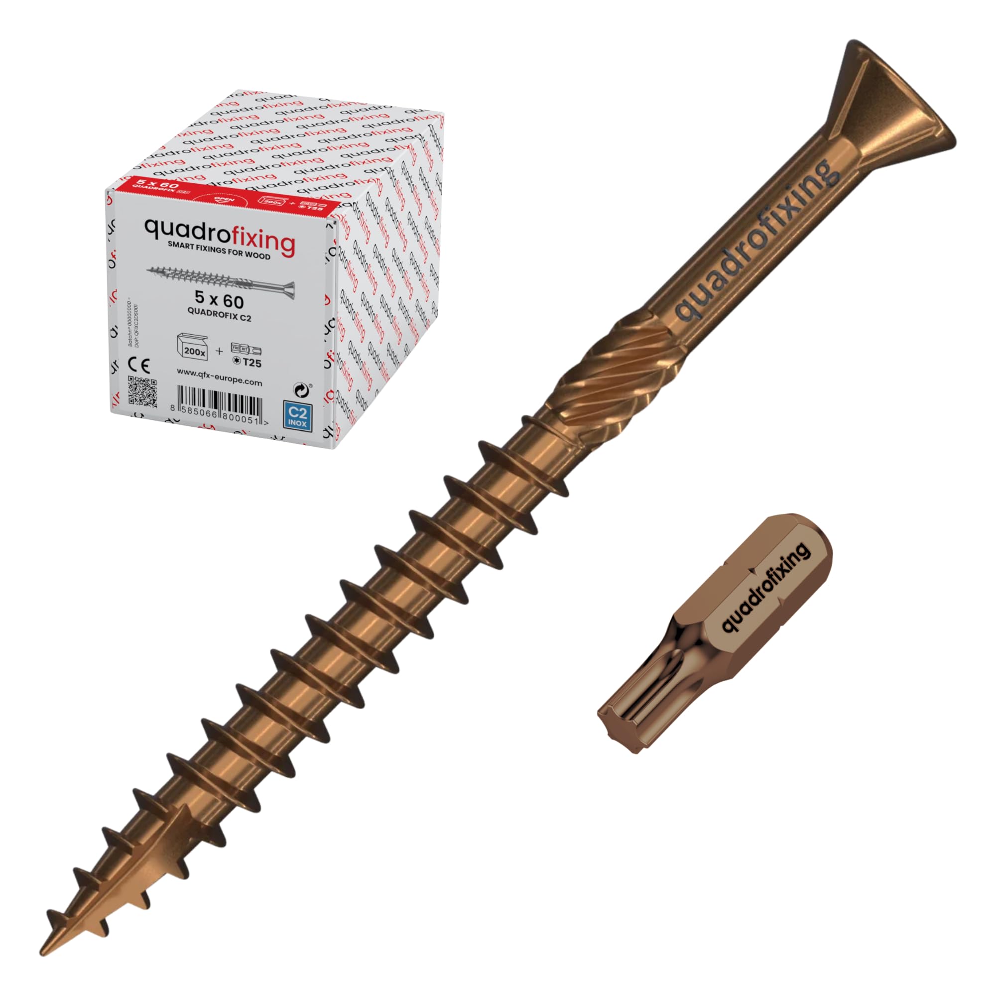 Wkręty tarasowe nierdzewne C2 antyczne 4,5x50, 1000 szt. + bit, Torx