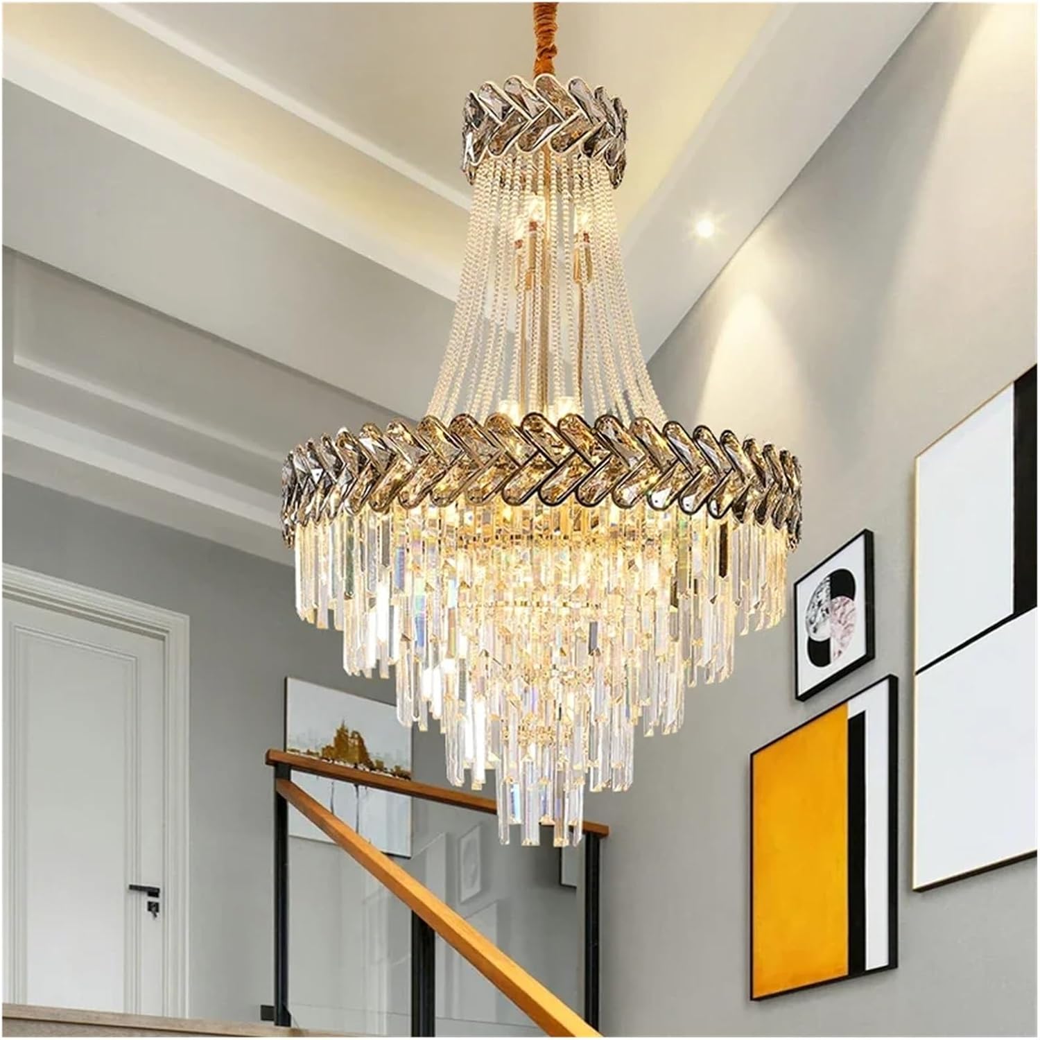 Crystal Chandelier Lighting Modern Loft Gold LED Chandelier Living Room Bedroom Staircase Indoor Ceiling Lights