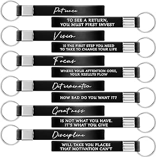 Sureio 24 Pcs Inspirational Motivational Key Chains Gift bulk Silicone Motivational Keychains for Father Employee Coworker Teacher Women Men Camp Gift