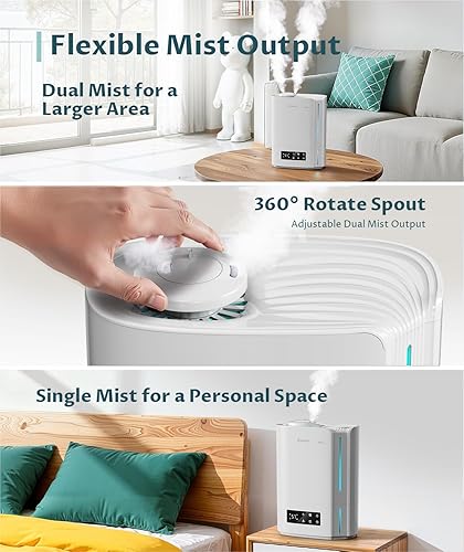 Miniatura 6 de BREEZOME Humidificadores de 6L para dormitorio, habitación grande y difusor de aceite esencial, humidificadores ultrasónicos de niebla fría de