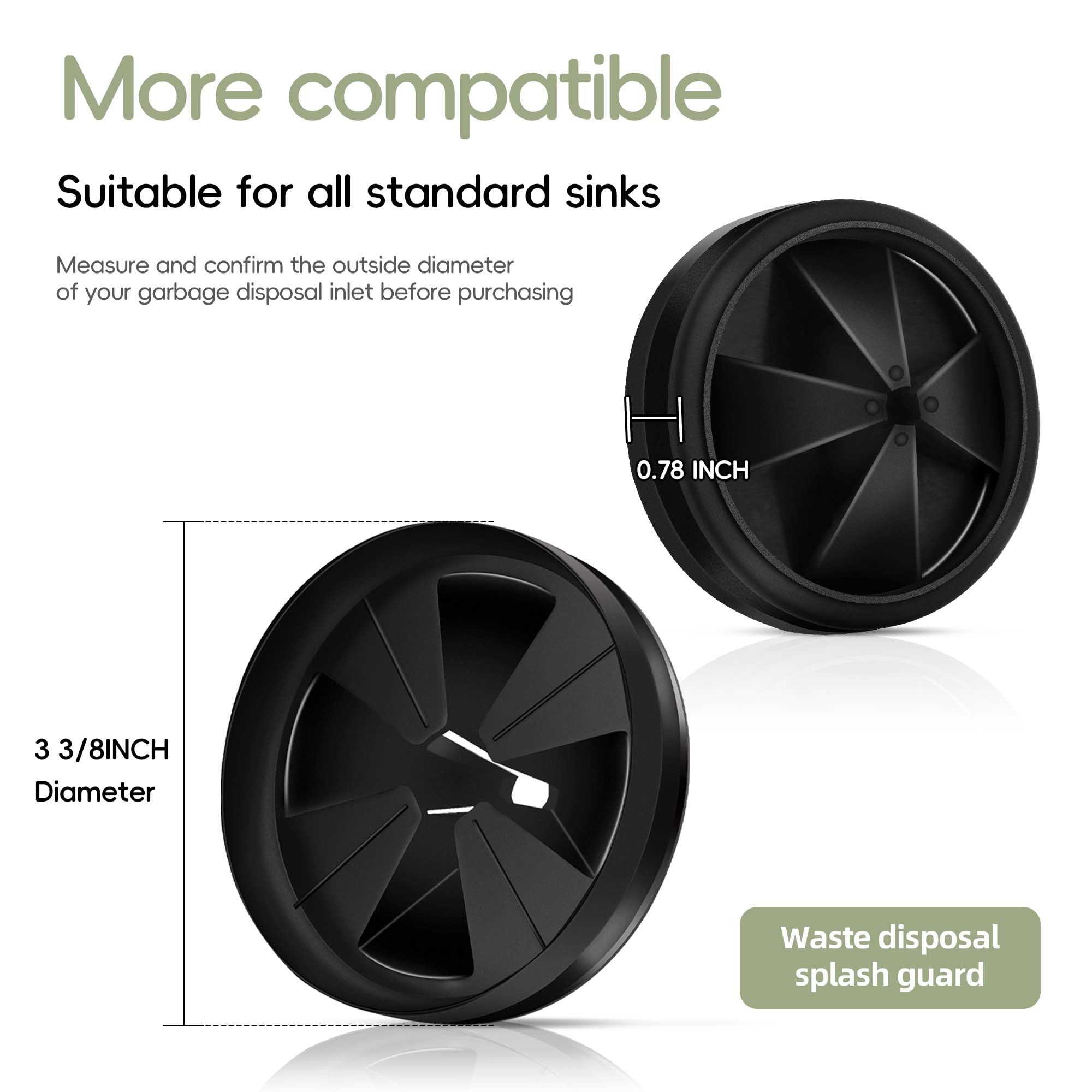 Disposal Inlet Cap Sink Baffle Replacement 2-Pack Garbage Disposal Splash Guards ...