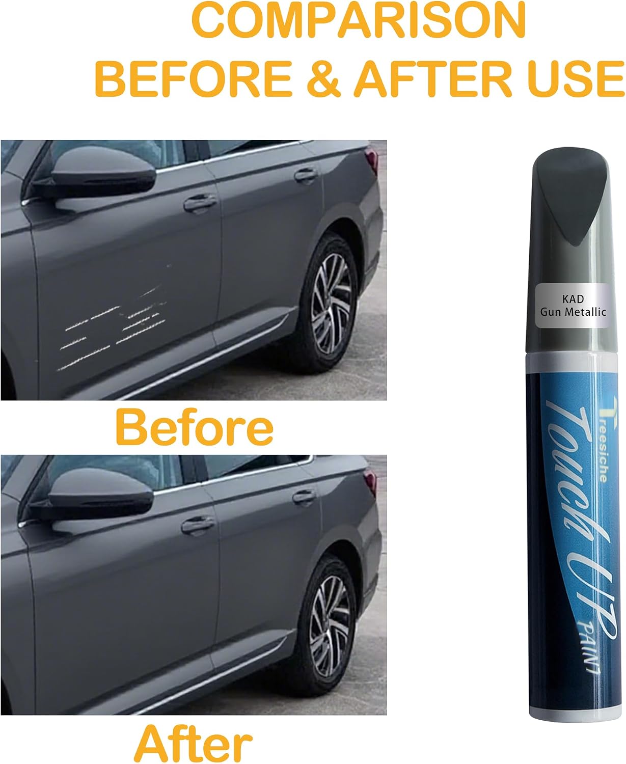 Gun Metallic KAD Touch Up Paint for Nissan Exact Match,Car PaintPen Scratch Repair 2 in 1 Touch Up Paint,Vehicle Scratch Remover for Deep Scratches Color-Matched Rapid Drying of Paint Coating