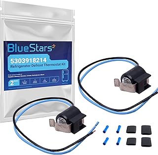 BlueStars Ultra Durable 5303918214 Refrigerator Defrost Thermostat Kit - Compatible with Frigidaire Kenmore Electrolux Refrigerators - Replaces 75303918214 892545 AP2150145 PS469522 - Pack of 2