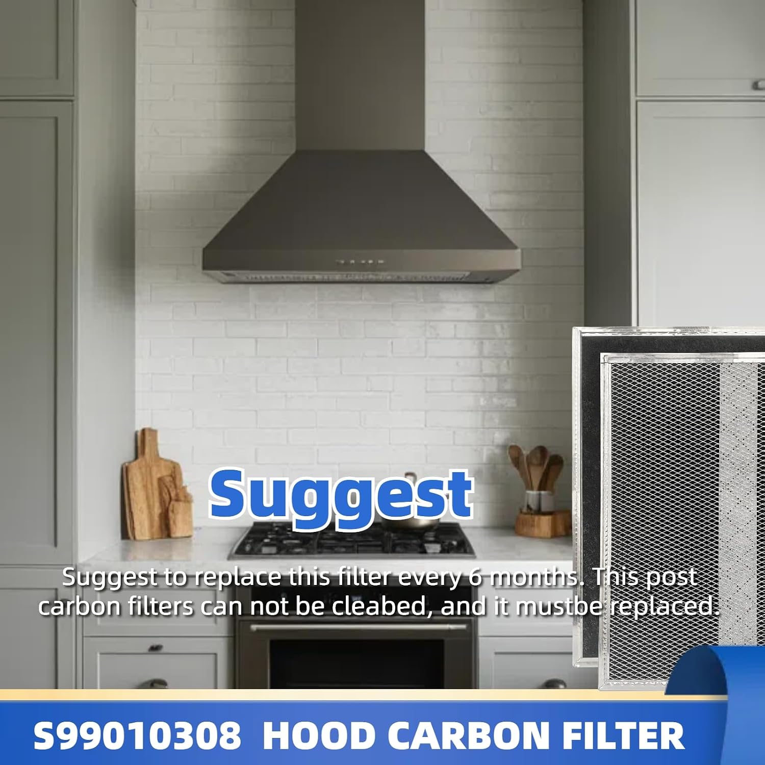 S99010308 BPSF30 for Activated Carbon Range Hood Filter 2-Pack