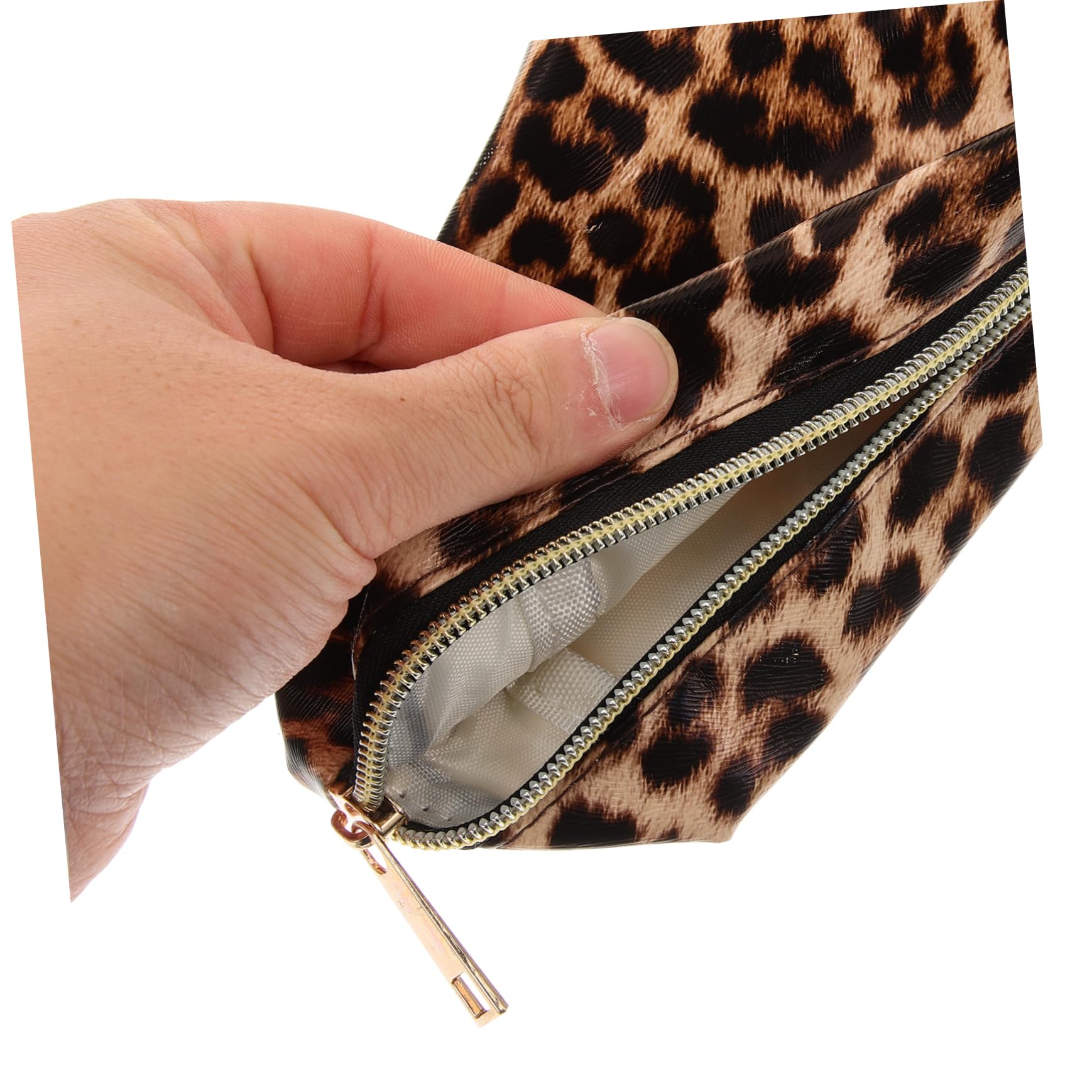 Healeved 6piezas Bolsa De Maquillaje Grande Leopard Pouch Neceser Cosmético Portátil De Capacidad para Cosméticos y Artículos De Aseo Diseño De Negro