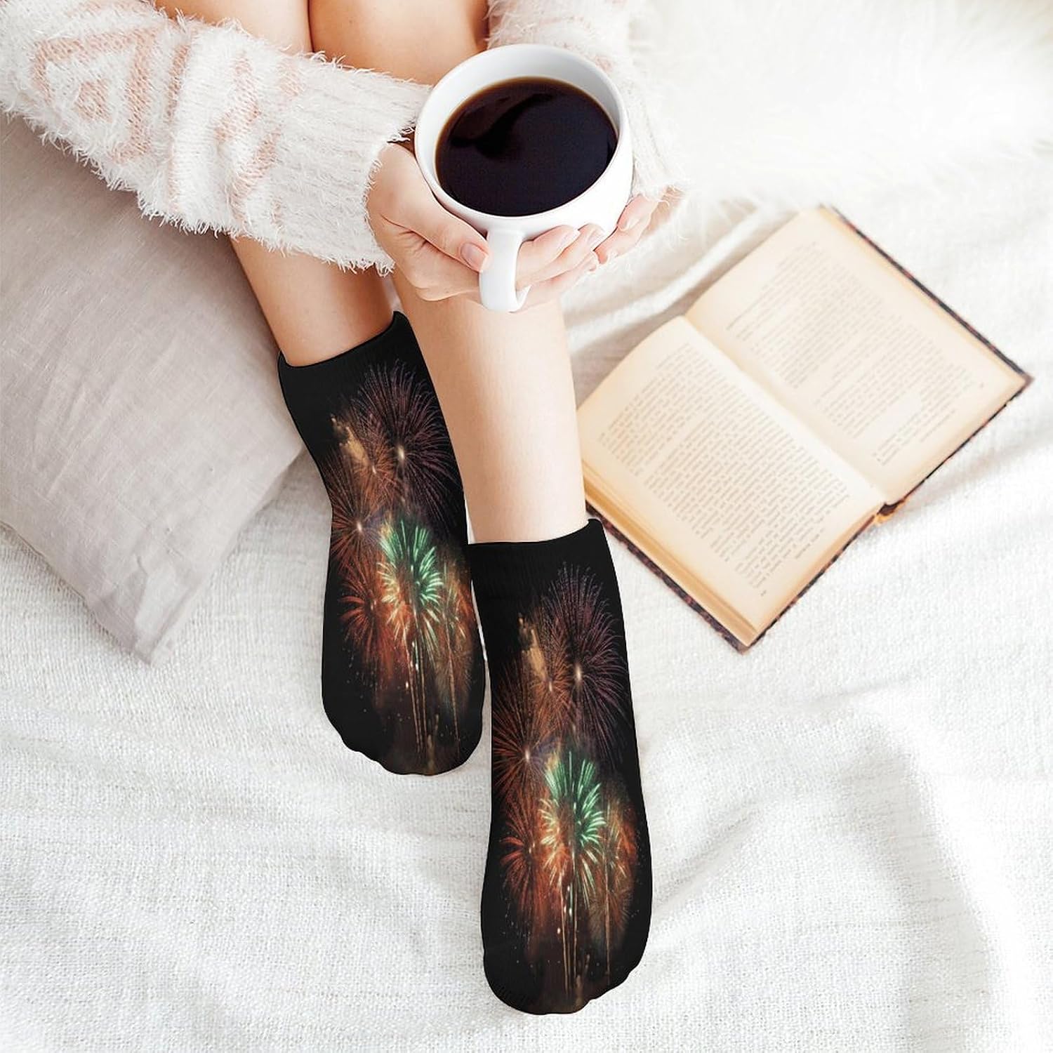 Splendid Fireworks Ankle Socks for Men Women 5 Pairs | Comfortable Casual Low Cut Socks, Lightweight No Show Breathable Athletic Socks, Soft Mini Crew Socks for All Seasons