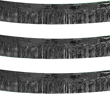3 Pack Black Total 30 Feet Foil Fringe Garland Metallic Tinsel Banner Wall Hanging Drapes Parade Float Skirting Decorations for Trailer Mardi Gras Party Birthday Wedding Baby Shower Black