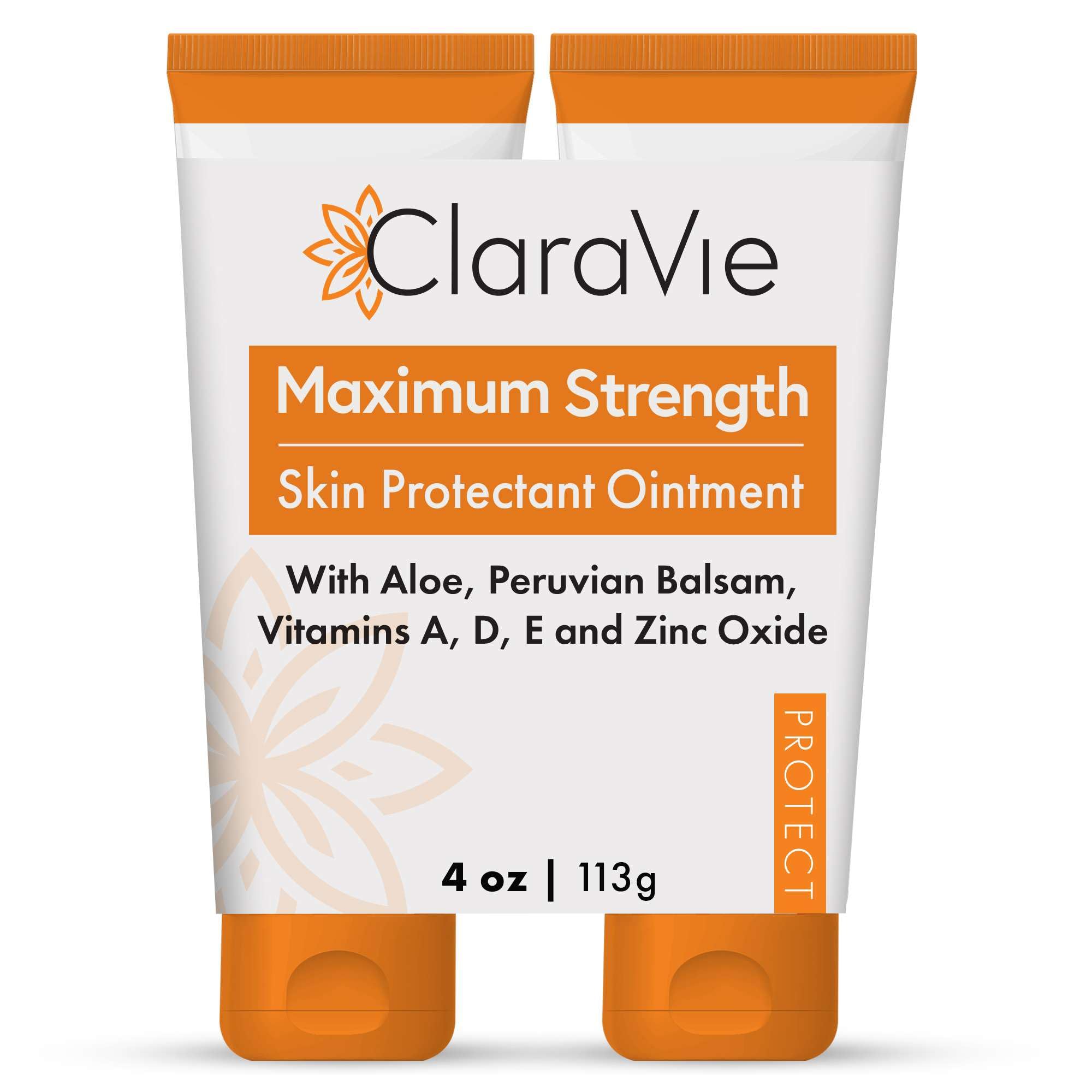 ClaraVie Maximum Strength Moisture Barrier Ointment, 2 Pack - 4oz Heat Rash Treatment for…