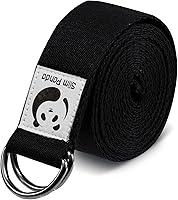 Slim Panda Cotton Yoga Strap with Adjustable D-Ring Buckle - Soft Non-Elastic Belt for Stretching, Pilates, Gym, Physical Therapy & Flexibility