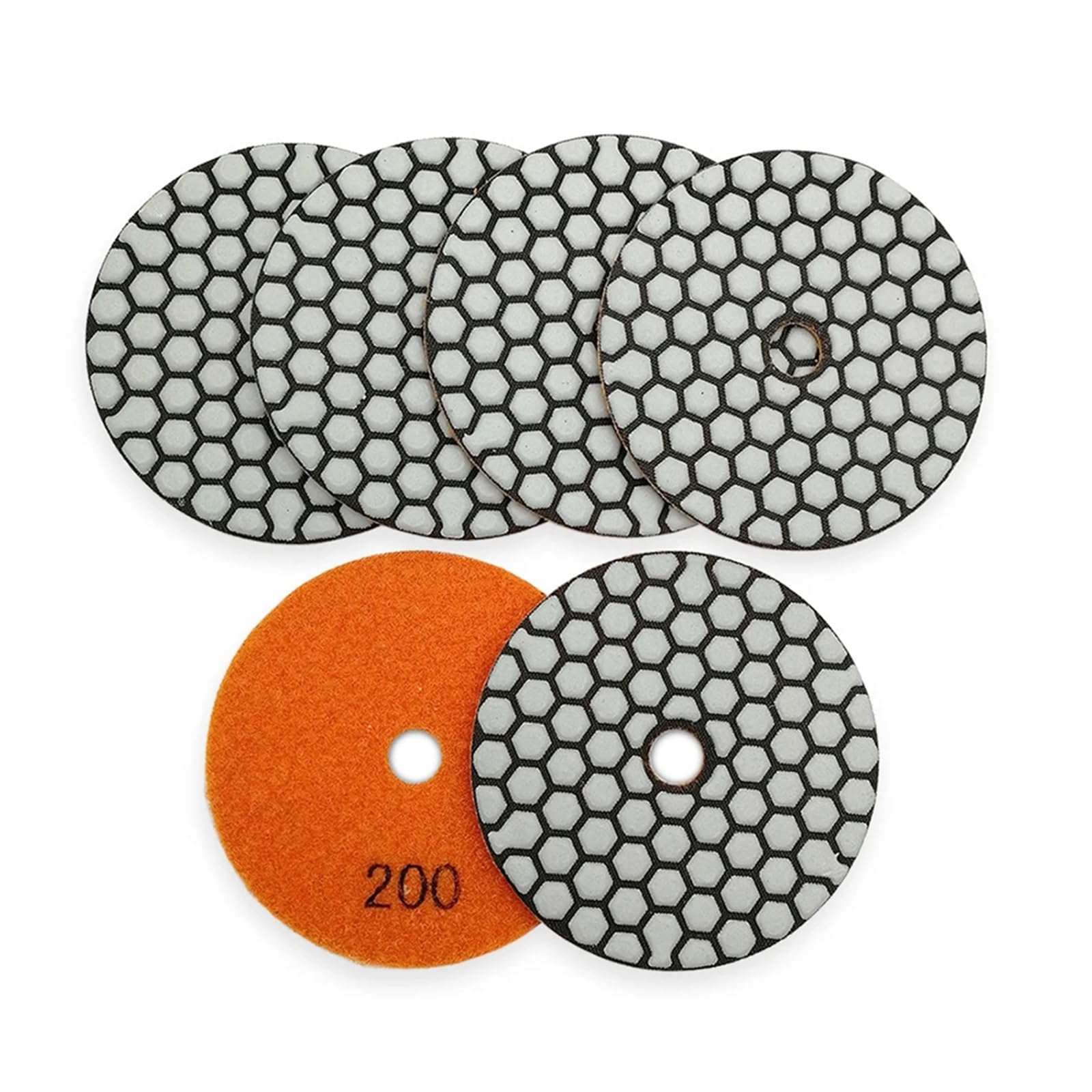 Podkładki polerskie 6 szt. Ziarnistość 200 Diamentowa nakładka polerska 100 mm do polerowania na sucho Marmurowy granitowy kamień ceramiczny Kompatybilny z szlifierką polerską