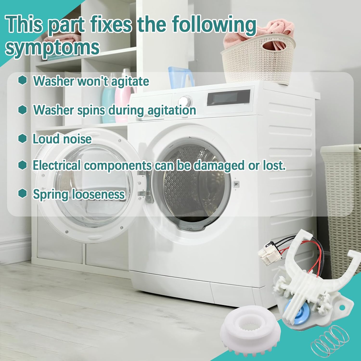 Upgraded WH03X30517 WH05X25036 Washer Mode Shifter Dryer Parts,WH05X24185 Washing Machine Clutch & WH01X24434 Washer Spring Compatible with GE/Hotpoint Clothes Washer Shift Actuator