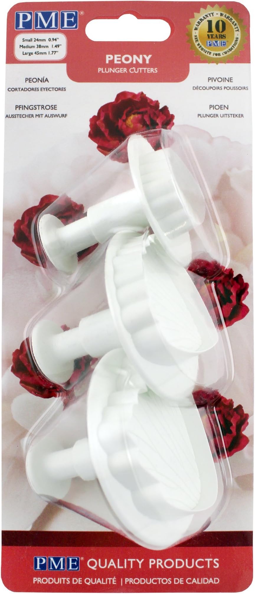 PME 3-Piece Peony Plunger Cutter, White, 21.5 x 9.1 x 6 cm