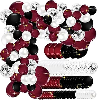 Graduation Decorations Maroon Black/Burgundy Black Graduation Party Decorations 2026/Burgundy Balloons 114Pcs Burgundy White Balloon Birthday Wedding