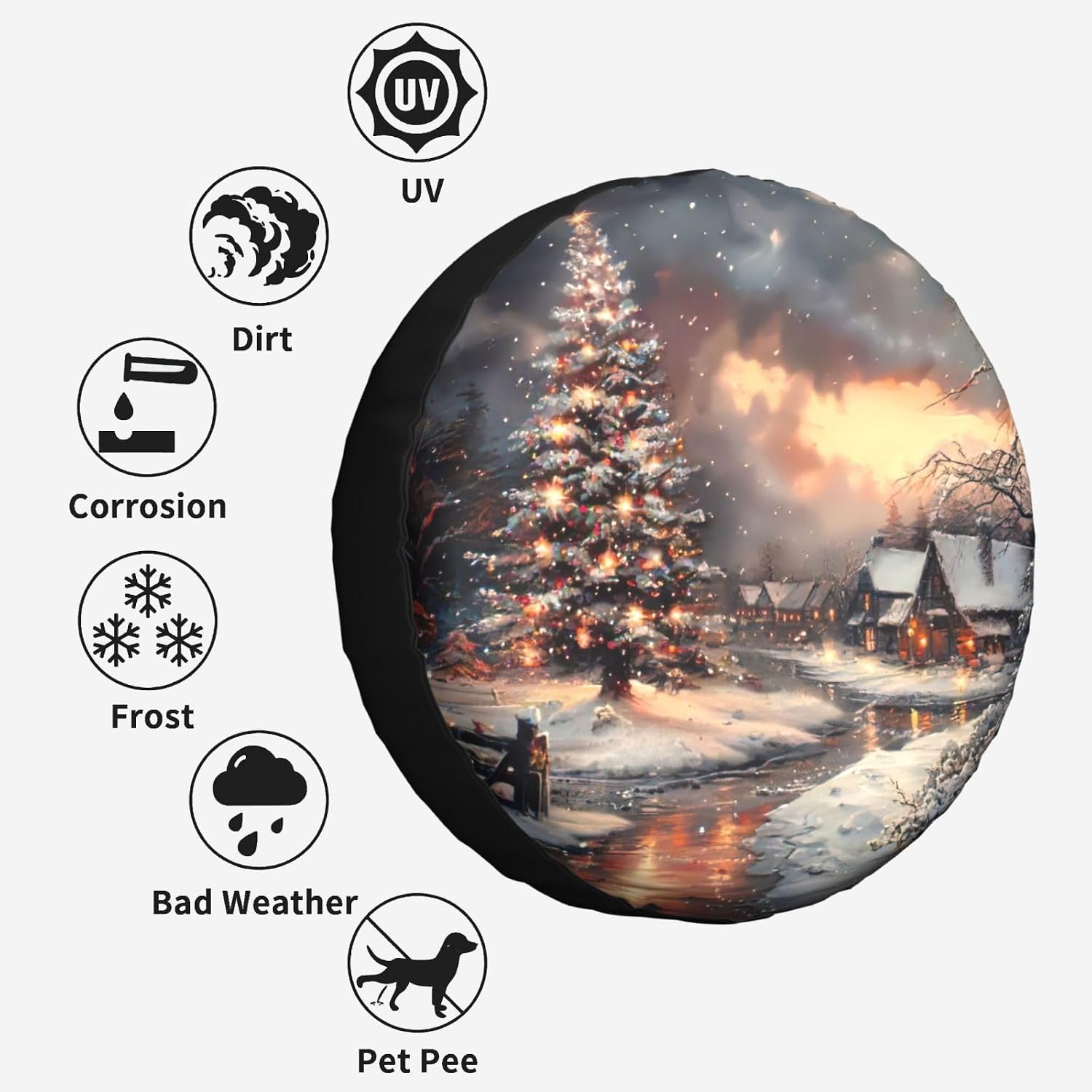 Merry Christmas Print Tire Cover Universal Spare Wheel for Trailer Rv SUV Truck Camper Travel Accessories