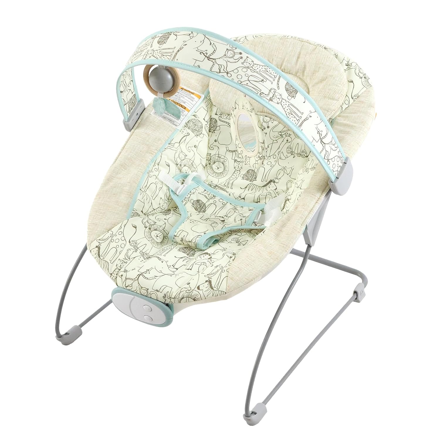 Portable Baby Bouncer Seat with 8 Melodies, 3 Vibration Levels & Adjustable Volume, Foldable Infant Bouncer Rocker with Safety Harness for Baby 0-6 Months, Indoor & Outdoor Use BR2404