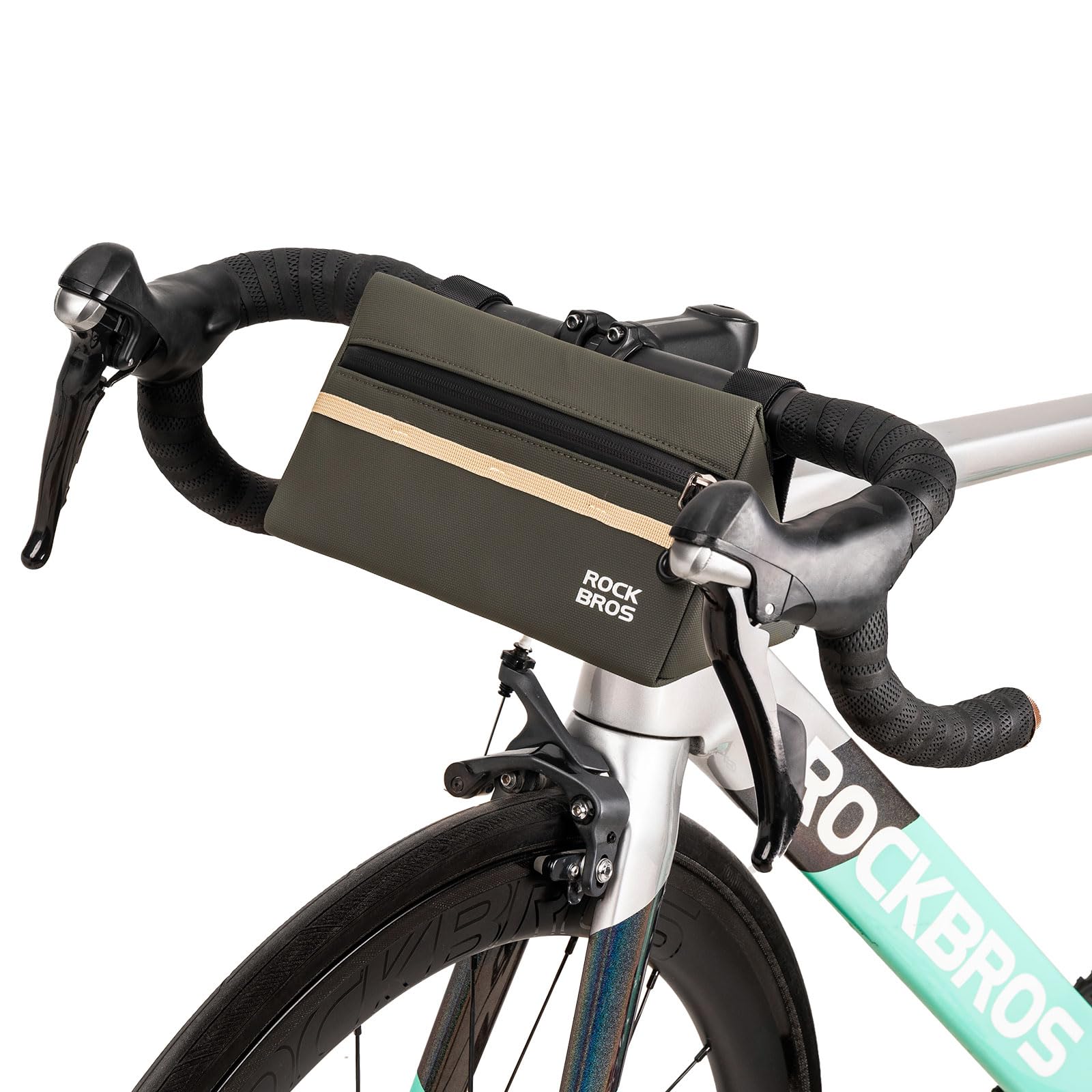 ROCKBROS Borsa da Manubrio Bici, Borsa Anteriore per Bici da Strada MTB, Borsello Bici in Forma Triangolare con Logo Riflettente, 6 Colori, Accessori da Ciclismo Professionale per Bicicletta