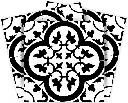 Black and White Tile Stickers by Mi Alma Peel and Stick Tile Stickers 24 PC Set backsplash Tile Decals Bathroom & Kitchen Vinyl Wall Decals Just Peel Stick Home Decor North, 6x6 Inch