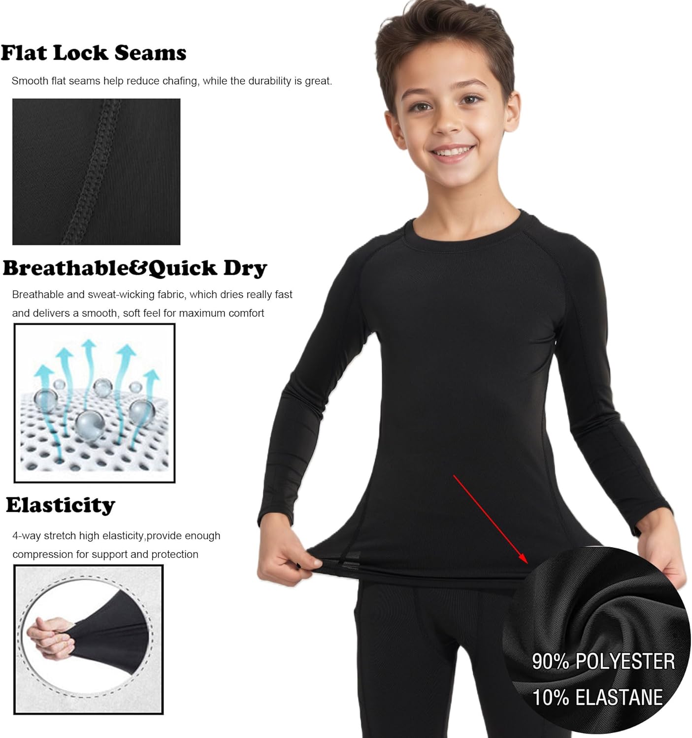 LANBAOSI Youth Boys Long Sleeve Compression Shirt Leggings Football Thermal Tops Tights Base Layer Set Athletic Undershirt - Image 5