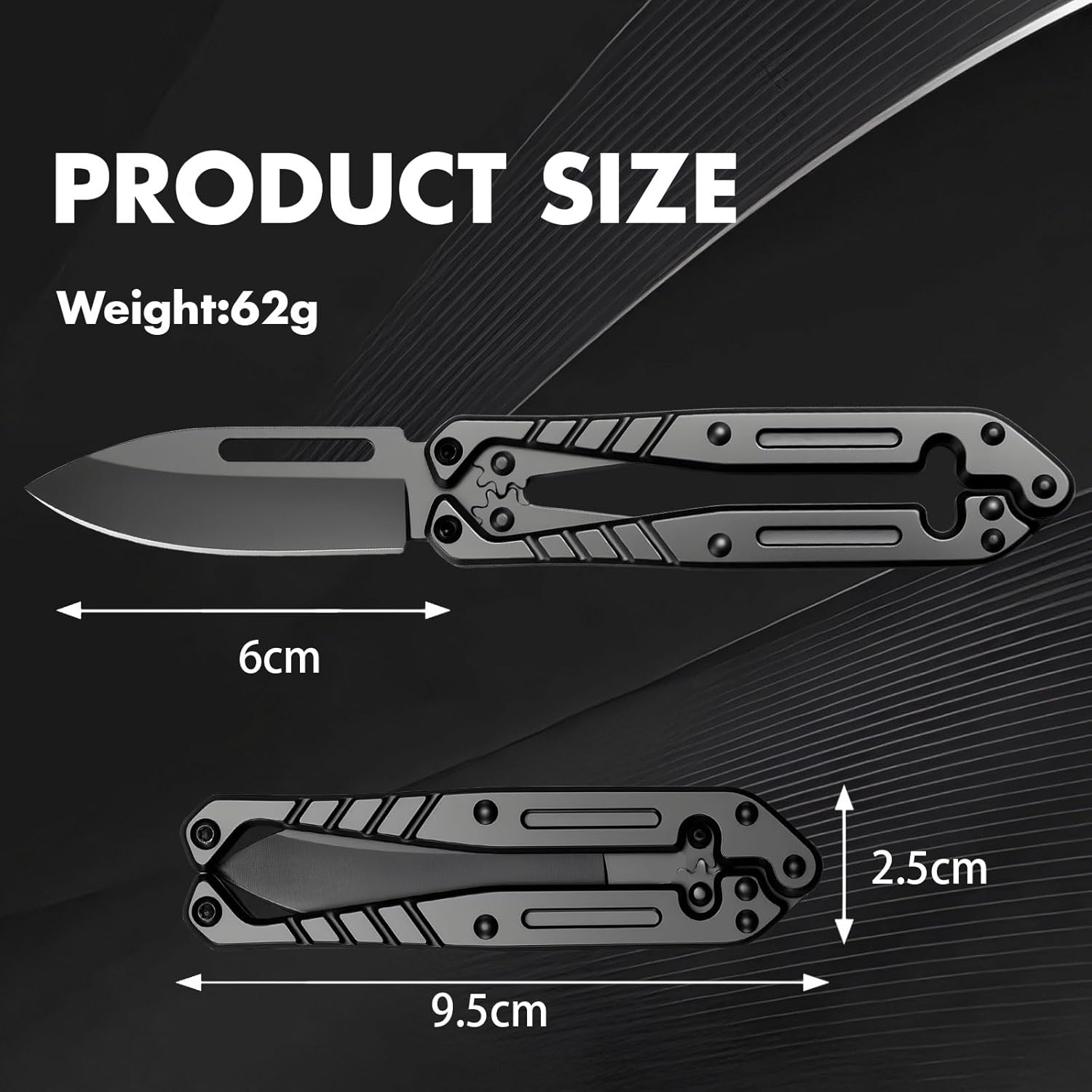 Automatic Utility Knife,All Metal Construction Carbon Stainless Steel Blade,Quick Change Retractable Box Cutter,3.1" Blade Small EDC Knife,Great Gift for Men Black